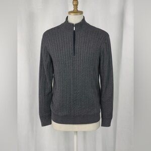 Williams & Kent Cable Knit Quarter Zip Sweater XXL Gray Cotton Blend Pullover